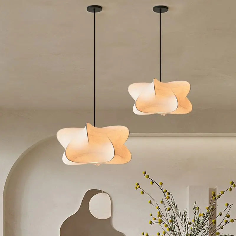 HanaMori | Japanese Silk Pendant Lamp in Wabi-Sabi Style