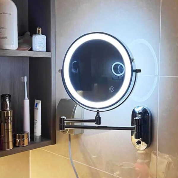 LumiLux Rechargeable LED Magnifying Mirror in Black for Makeup and Bathroom