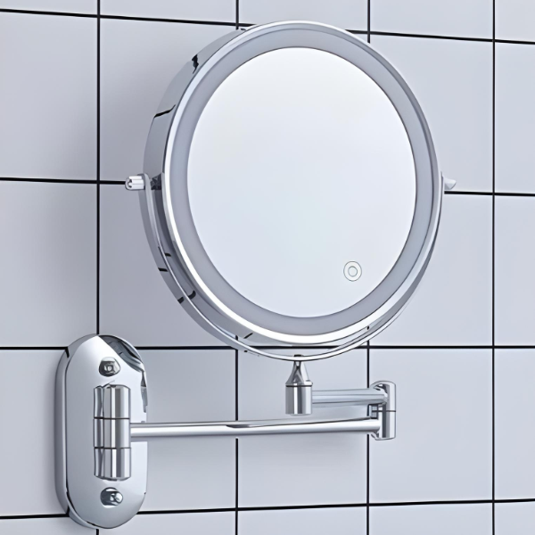 LumaGlow Rechargeable LED Vanity Magnifier in Chrome for Makeup and Bathroom