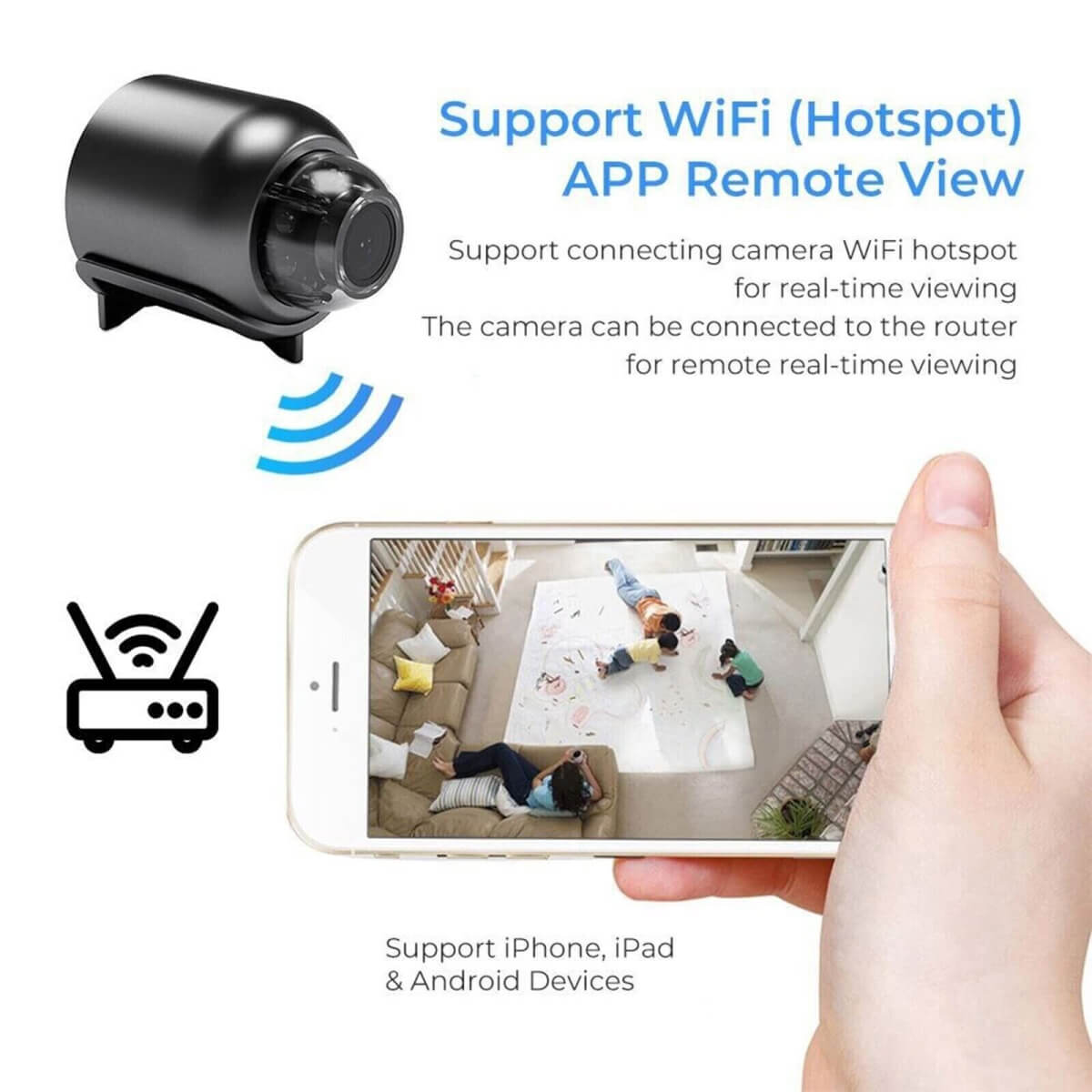 LumaView Mini Waterproof IP WiFi Camera | 1080P HD Night Vision, 160° Wide Angle Lens