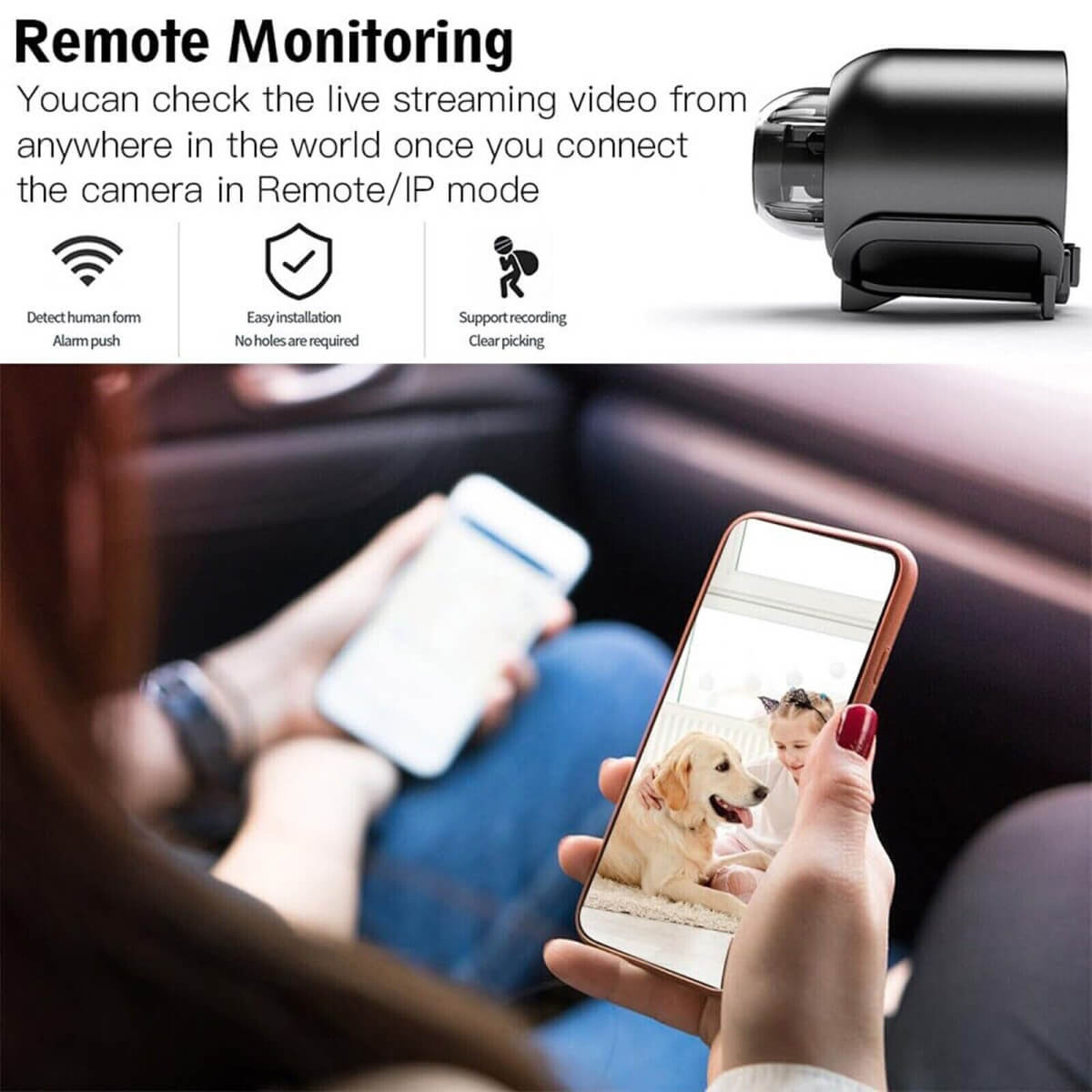 LumaView Mini Waterproof IP WiFi Camera | 1080P HD Night Vision, 160° Wide Angle Lens