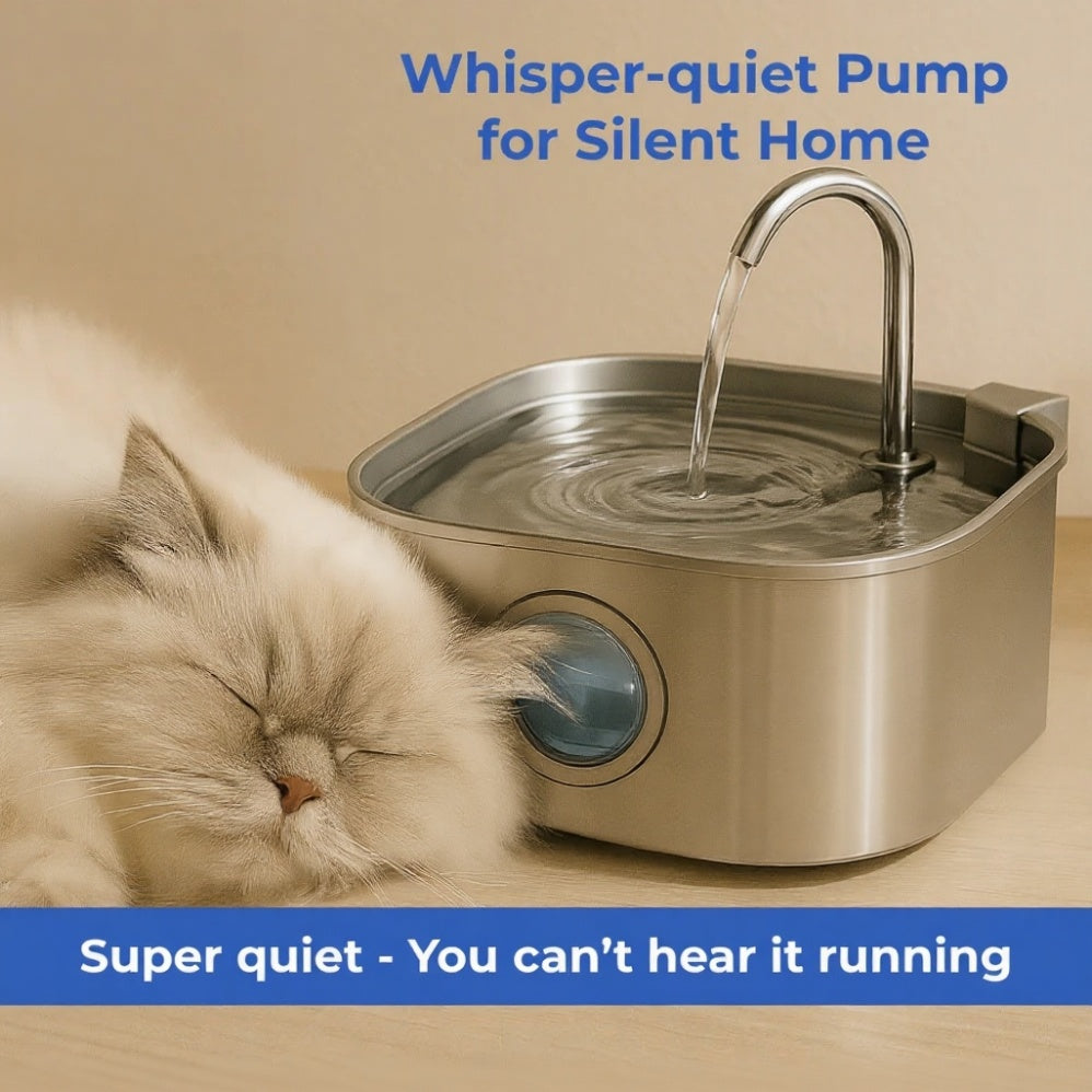 Whisper-Quiet Cat Water Fountain with Veterinary-Inspired Technology, Compact and Easy to Clean for All Pets
