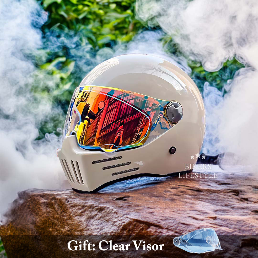 Vantor Full-Face Cruiser Motorcycle Helmet With Red Visor | DOT and ECE Approved
