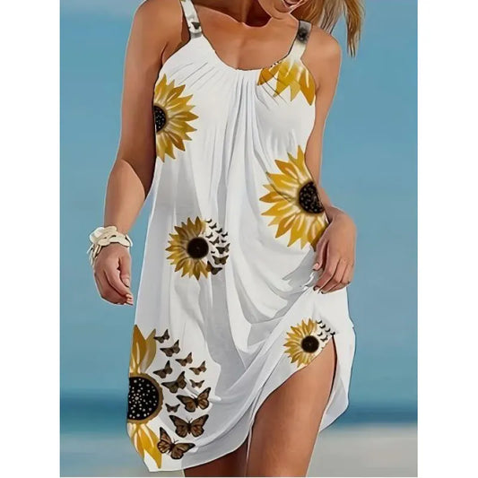 Robe Débardeur Imprimé Tournesol