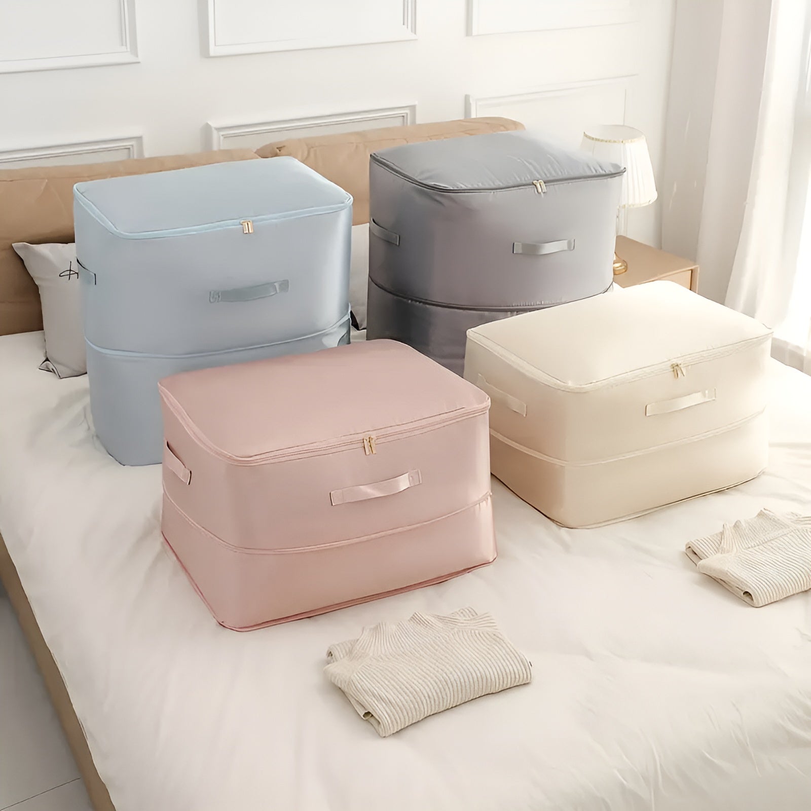 PackEase Self-Compressing Organizer Bags, Space-Saving Storage for Moving, Packing and Travel