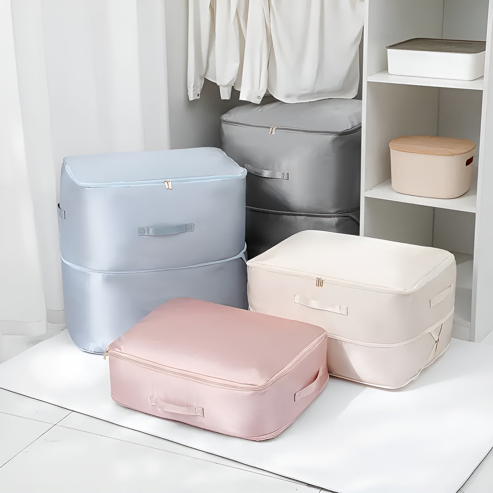 PackEase Self-Compressing Organizer Bags, Space-Saving Storage for Moving, Packing and Travel