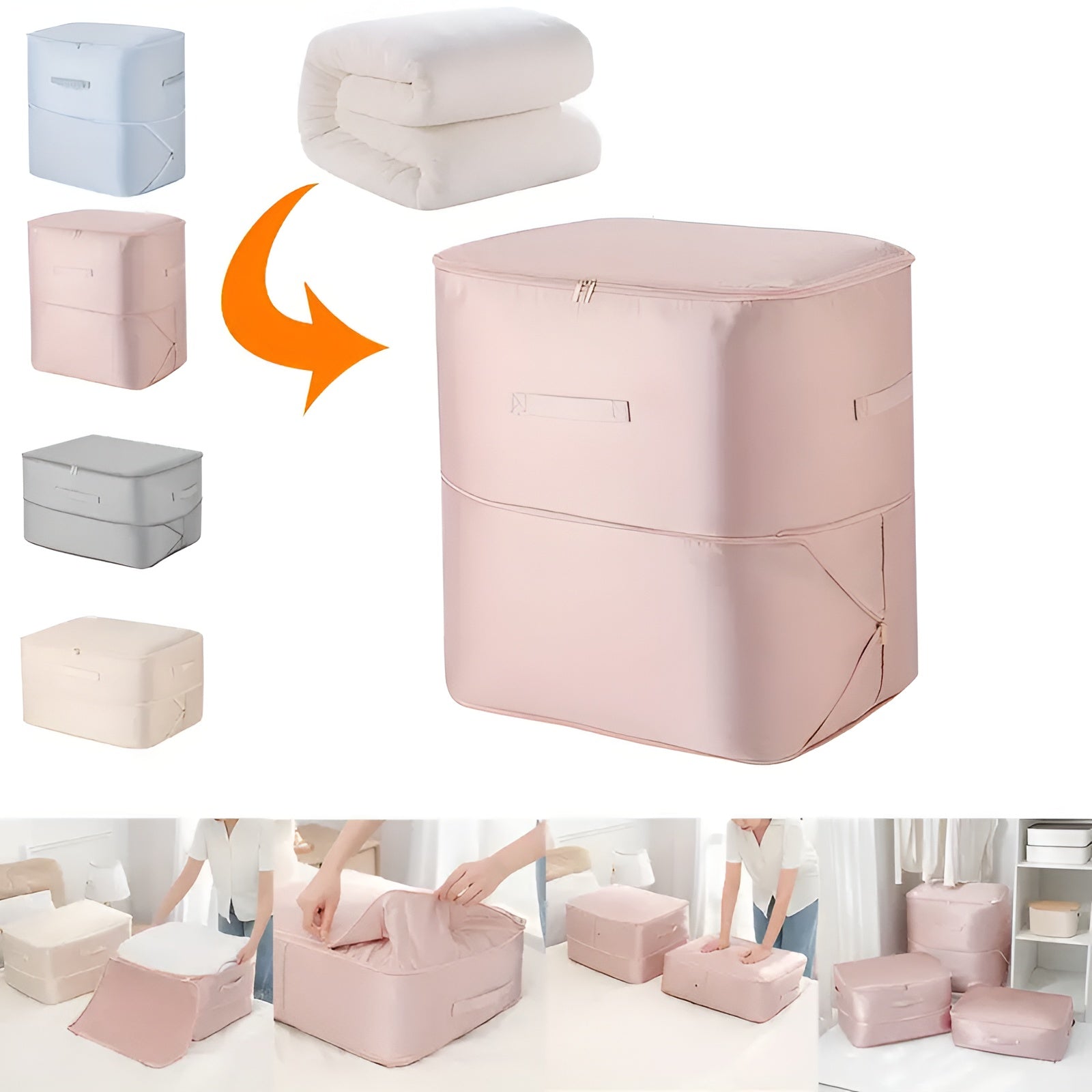 PackEase Self-Compressing Organizer Bags, Space-Saving Storage for Moving, Packing and Travel