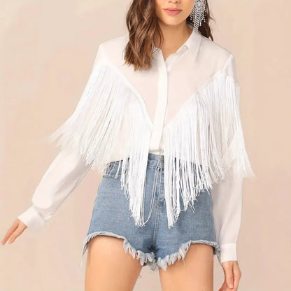 Chemise Blanche à Franges Bohème