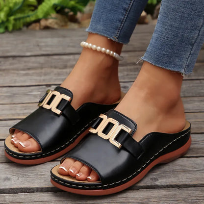 Mules Lysa Élégantes à Boucle Dorée – Confort & Chic Assuré