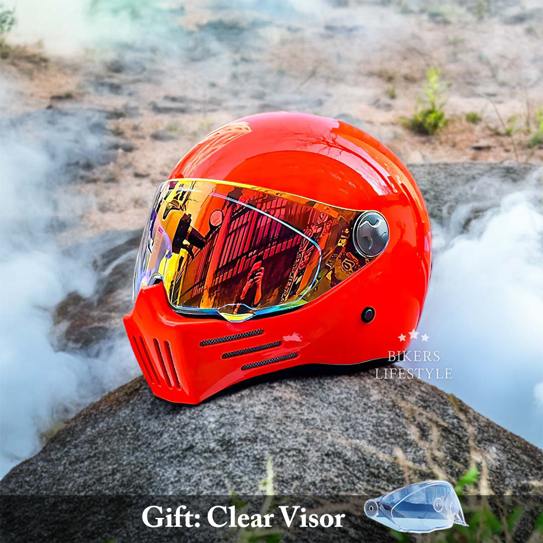Vantor Full-Face Cruiser Motorcycle Helmet With Red Visor | DOT and ECE Approved